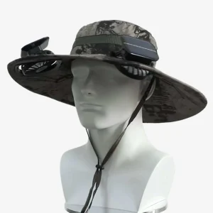 Chapeau bob à chargement solaire avec ventilateur à batterie au lithium