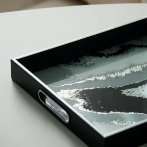 PLATEAU DE SERVICE EFFET MARBRE NOIR