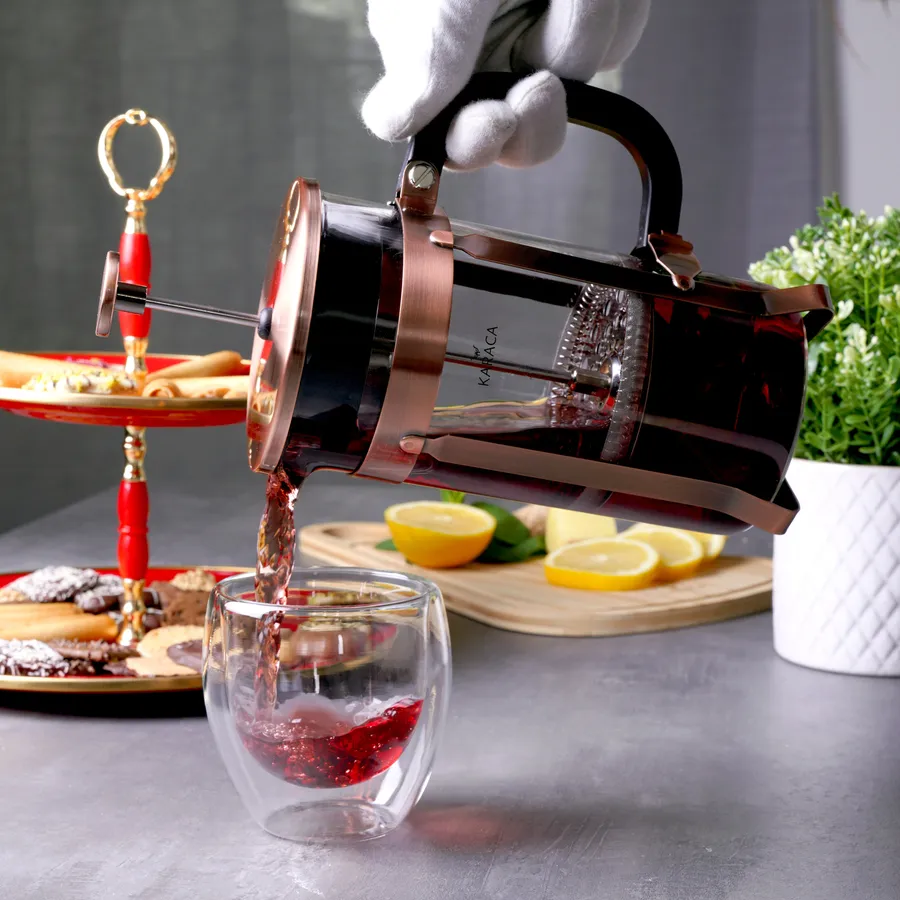KARACA BOROSILICATE GLASS BRUSHED COPPER FRENCH PRESS 350ML