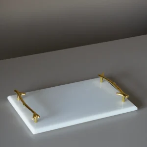 BRICARD PLATEAU EN MARBRE VERITABLE BLANC