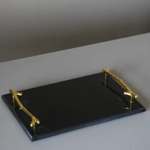 BRICARD PLATEAU EN MARBRE VERITABLE NOIR