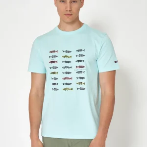 Camiseta de algodón con peces