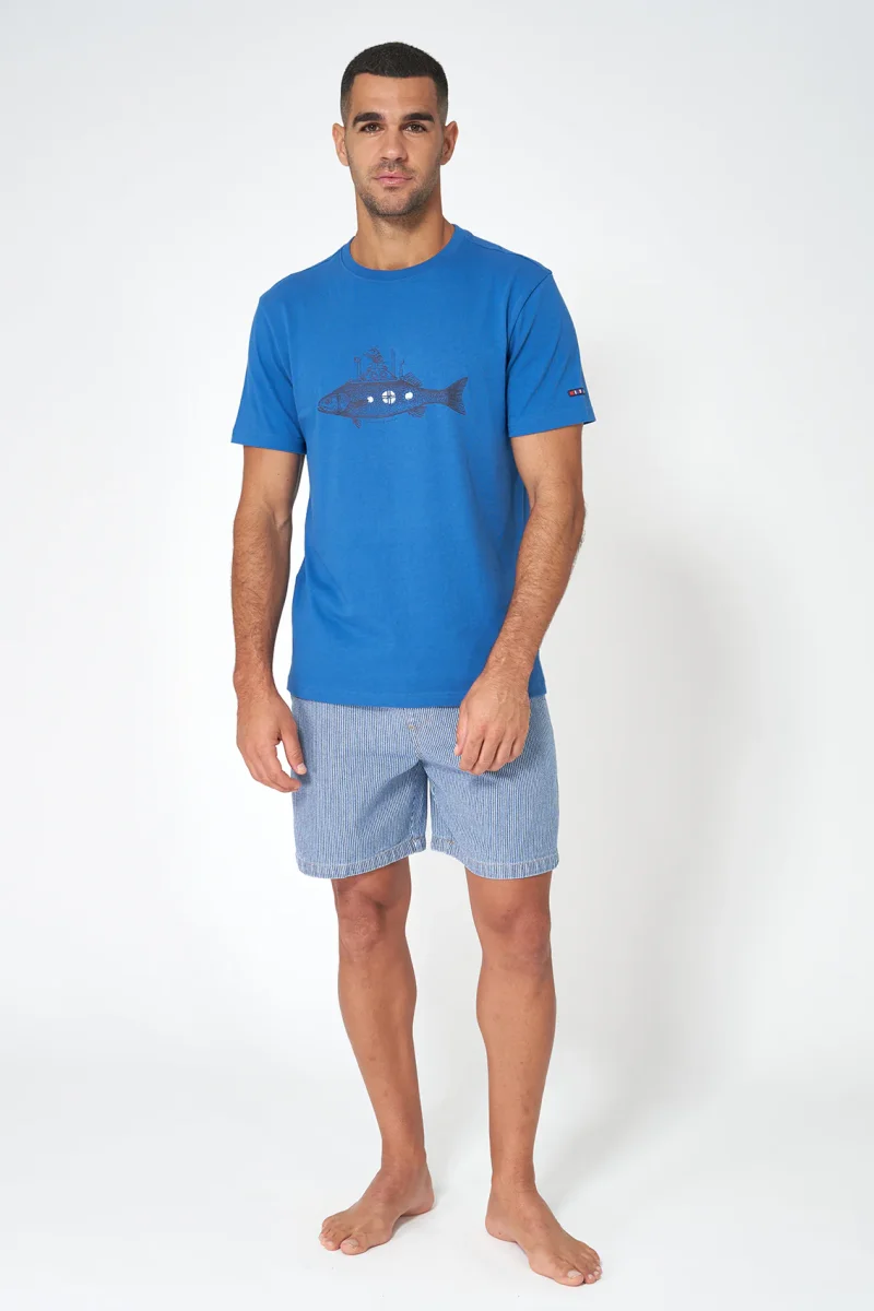 Camiseta de algodón mezcla con dibujo de pez – Image 3