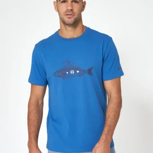 Camiseta de algodón mezcla con dibujo de pez