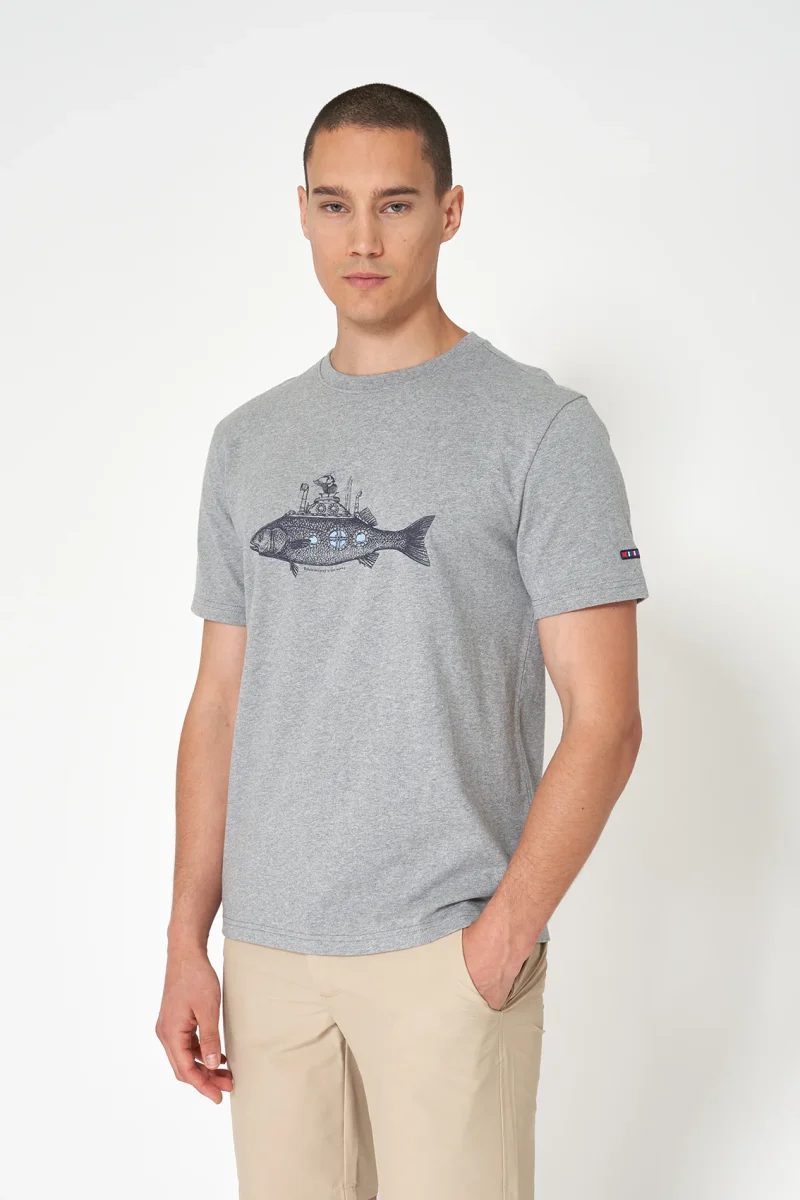 Camiseta de algodón mezcla con dibujo de pez – Image 8