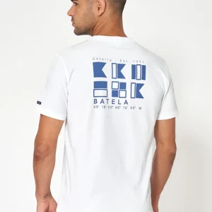 Camiseta de algodón mezcla con logo y banderas Batela