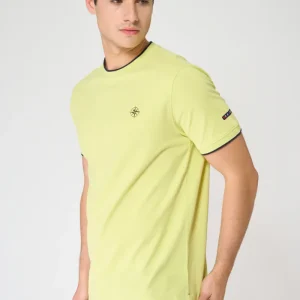 Camiseta de algodón piqué con cuello redondo