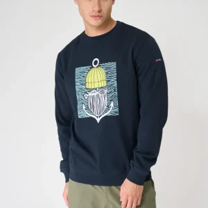 Sudadera de algodón Terry y gráfico marinero