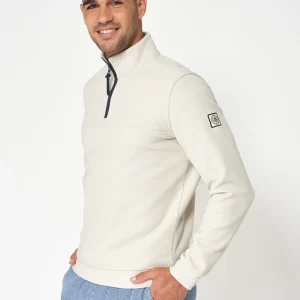 Jersey de punto interlock con media cremallera