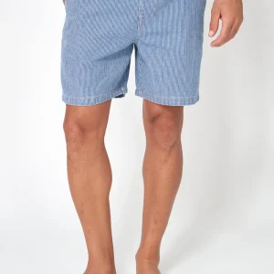 Bermuda de algodón denim con rayas