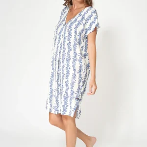 Vestido corto estampado de viscosa Ecovero