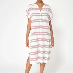 Vestido midi con escote en V y botones