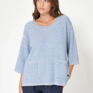 Jersey de punto a rayas y bolsillos