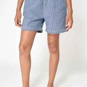 Pantalón corto denim con rayas