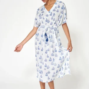 Vestido caftán estampado de algodón voile