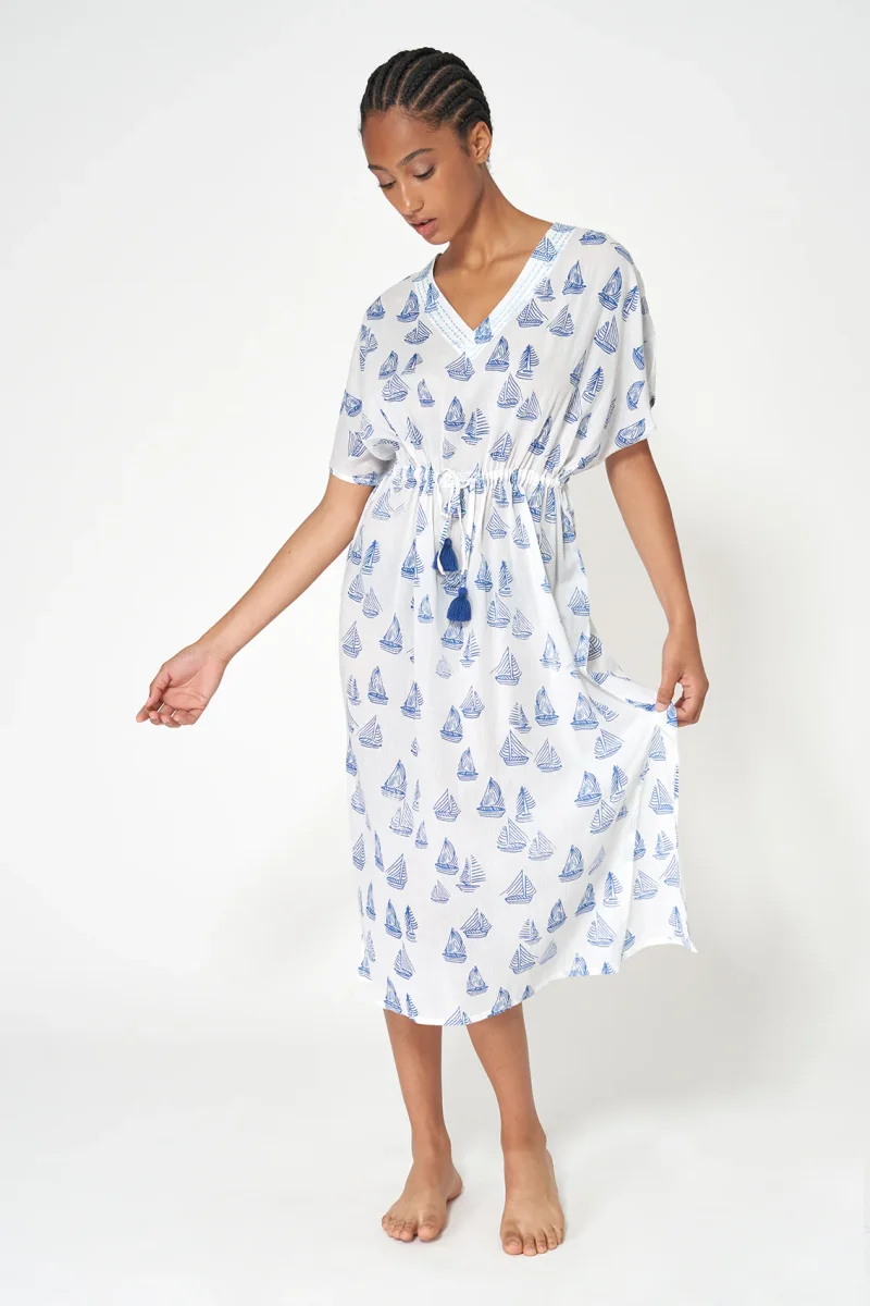 Vestido caftán estampado de algodón voile – Image 2