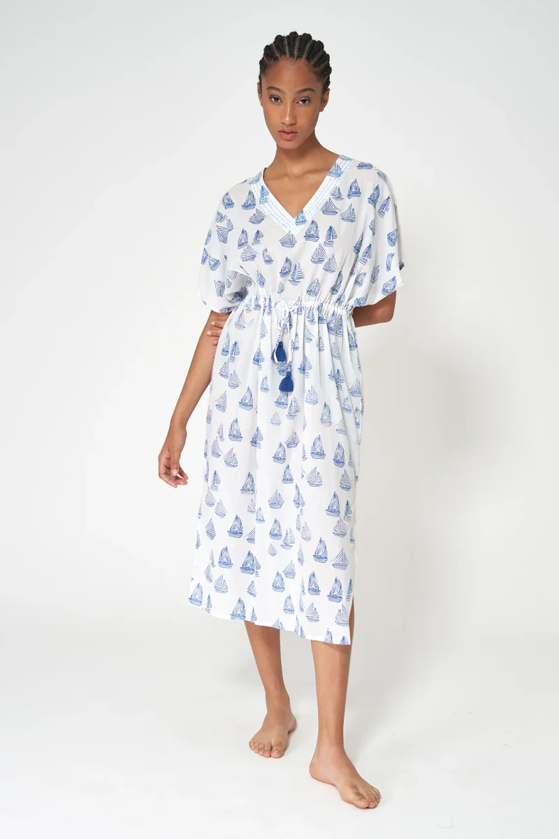Vestido caftán estampado de algodón voile – Image 4