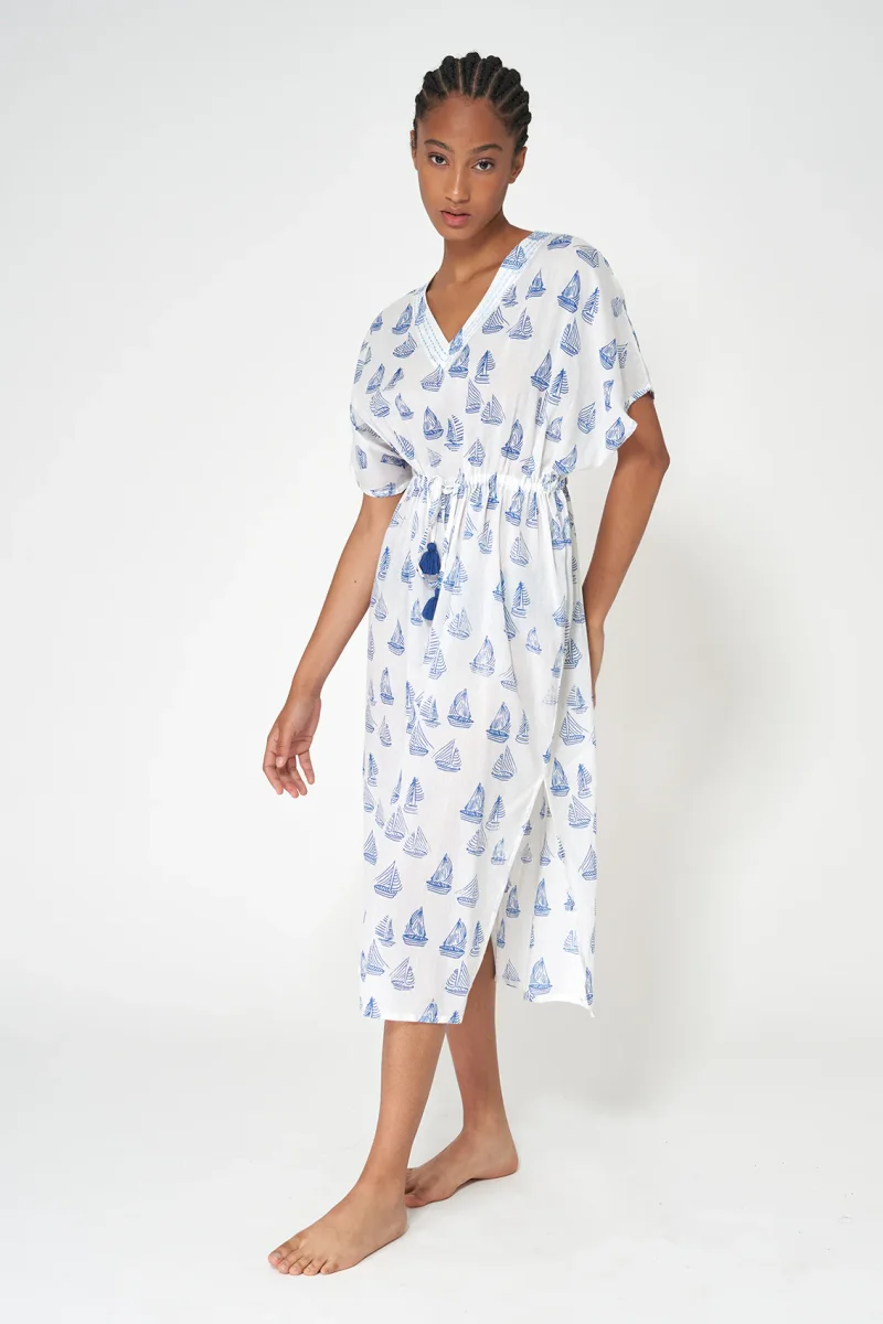 Vestido caftán estampado de algodón voile – Image 3