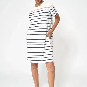 Vestido camiseta corto de algodón a rayas