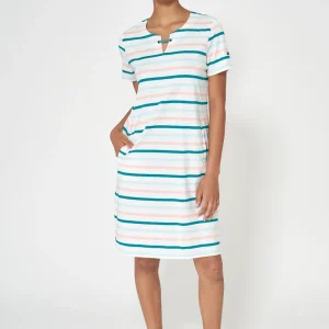 Vestido camiseta corto de algodón escote abierto