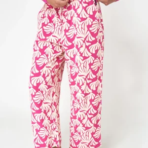 Pantalón fluido cropped en mezcla de lino