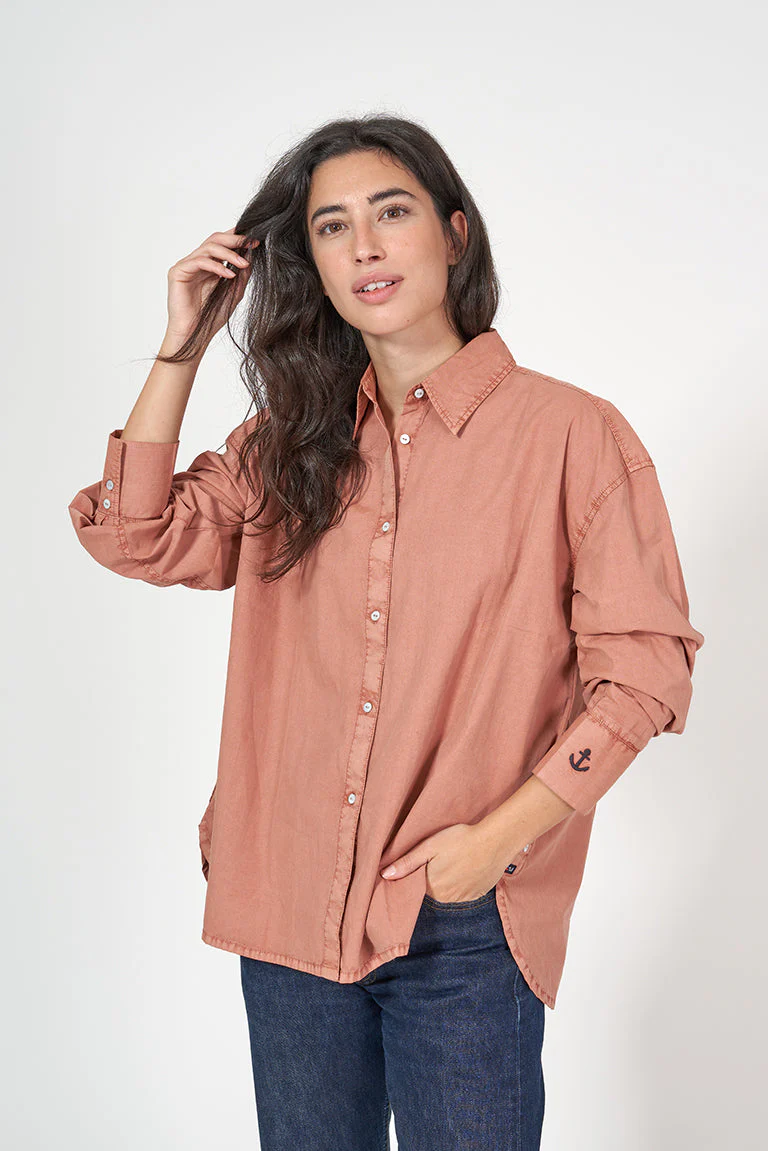 Camisa manga larga de algodón lavado