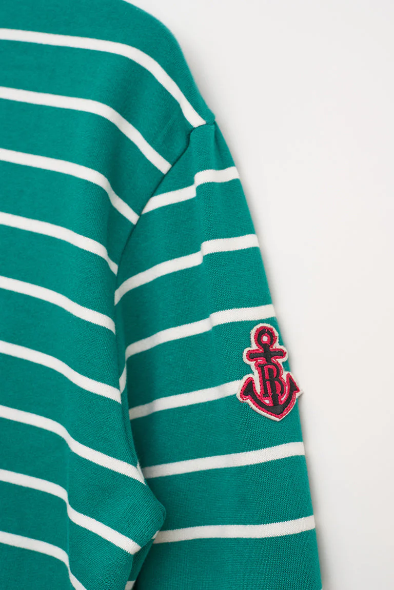 Sudadera de felpa con raya y detalle de ancla – Image 3