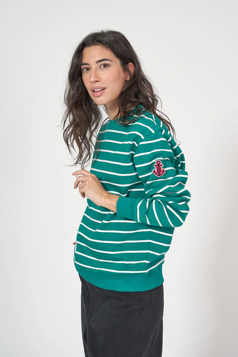 Sudadera de felpa con raya y detalle de ancla – Image 5