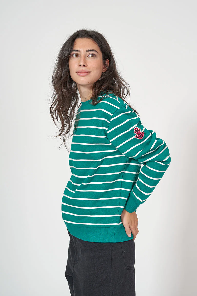 Sudadera de felpa con raya y detalle de ancla – Image 6