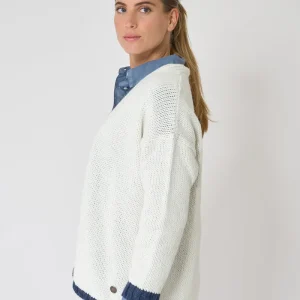 Chaqueta punto oversize puños contraste