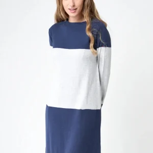 Vestido de manga larga y rayas anchas