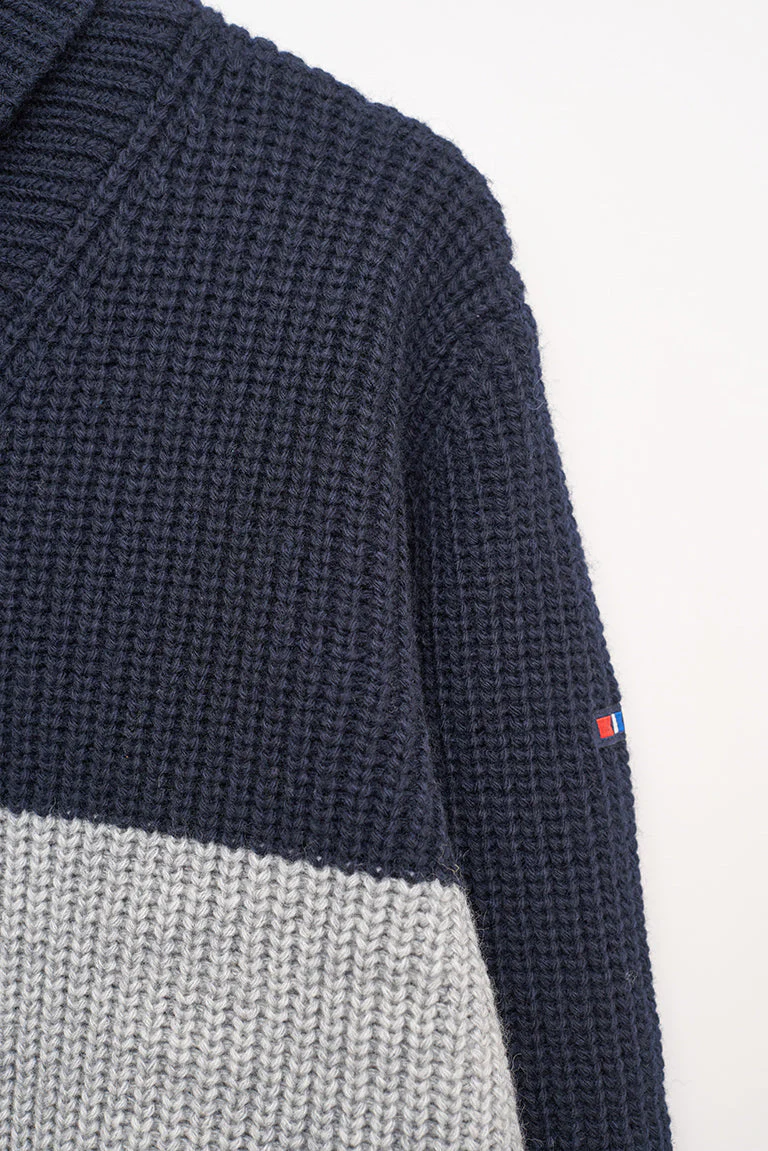 Jersey de lana cuello chal con botón ancla – Image 5