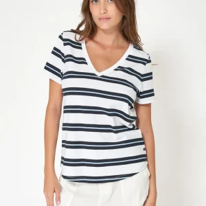 Camiseta marinera de algodón escote en pico