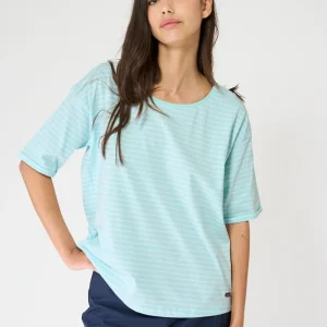 Camiseta a rayas con botones en la espalda