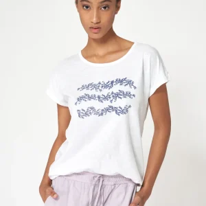 Camiseta de algodón slub estampada