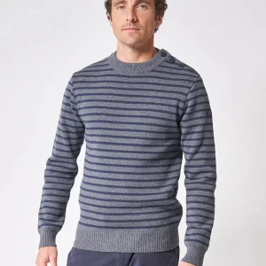 Jersey bretón de lana cuello redondo con cenefa