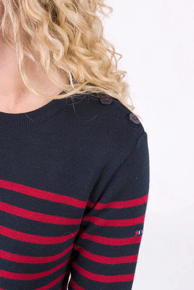 Vestido a rayas de manga larga en lana y acrílico – Image 8