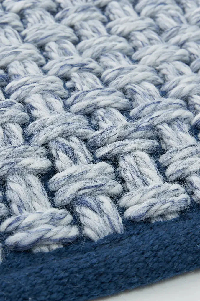 Alfombra de algodón tejido azul – Image 3