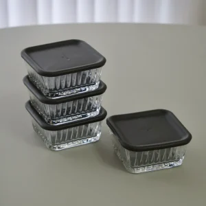 PASABAHCE FREZYA LOT DE 4 SNACK BOWL CARRÉ AVEC COUVERCLE 225ML