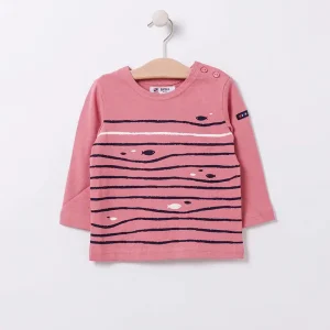 Camiseta manga larga con olas y peces