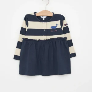 Vestido de algodón combinado a rayas