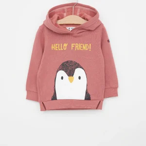 Sudadera con capucha estampado pingüino