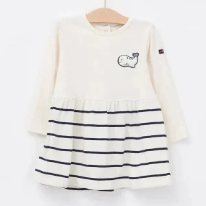 Vestido de algodón y manga larga con ballena