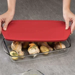 PASABAHCE PLATEAU EN VERRE AVEC COUVERCLE EN SILICONE 1.9L