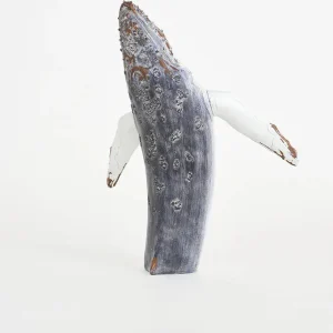 Ballena decorativa en resina azul y blanca