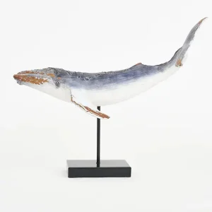 Ballena en resina con base de metal, Azul y blanca