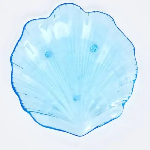 Bandeja concha en cristal azul grande