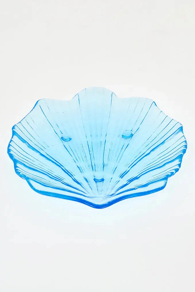 Bandeja concha en cristal azul grande – Image 3