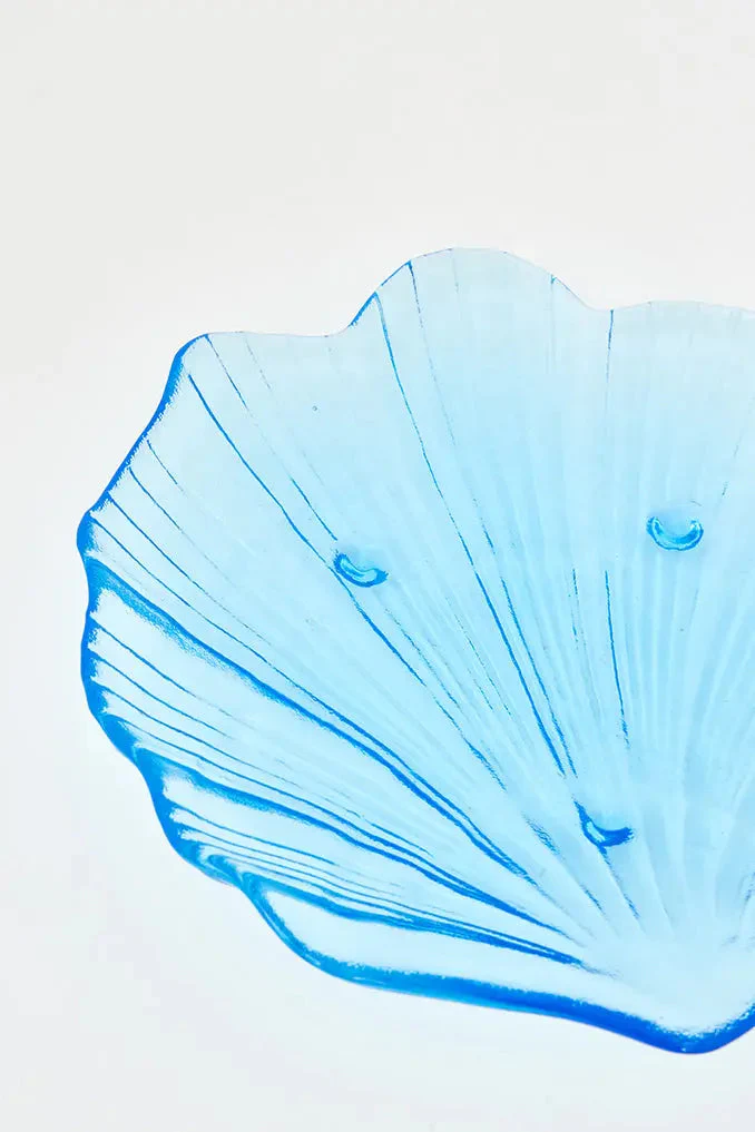 Bandeja concha en cristal azul grande – Image 4