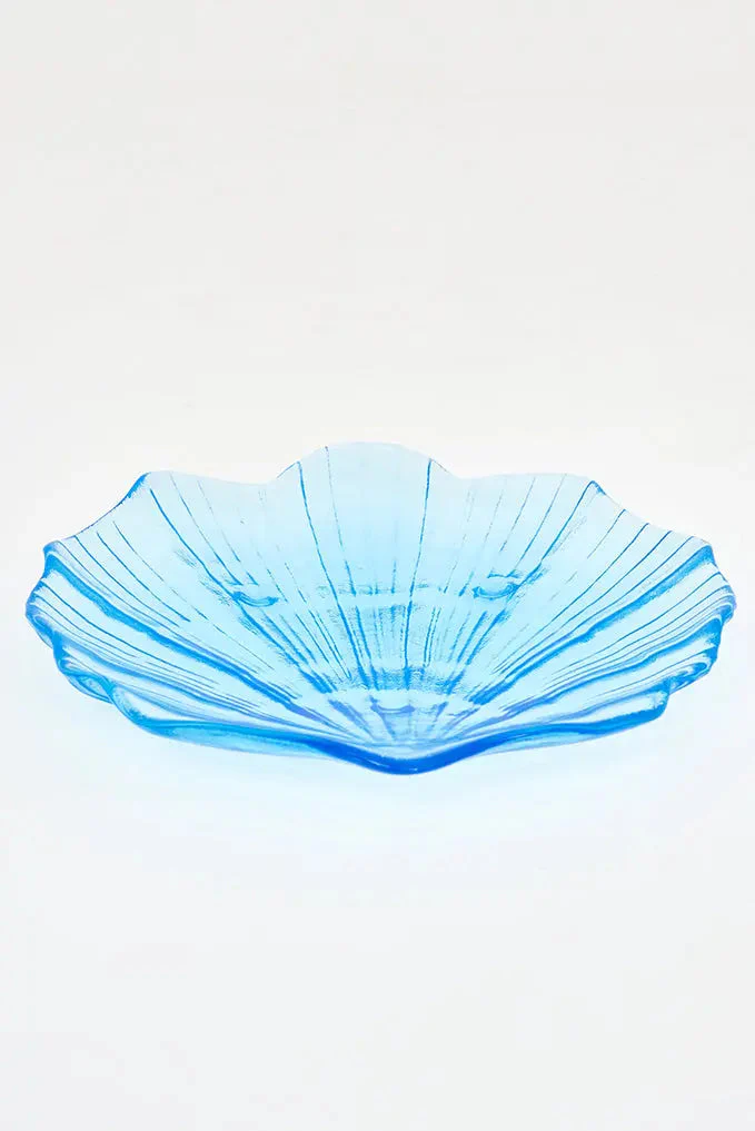 Bandeja concha en cristal azul grande – Image 5